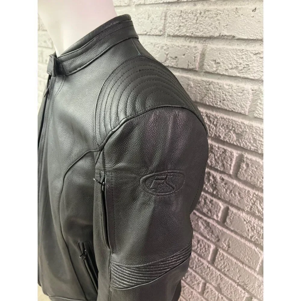 FieldSheer Black Men Armored Leather Motorcycle Jacket Size 14